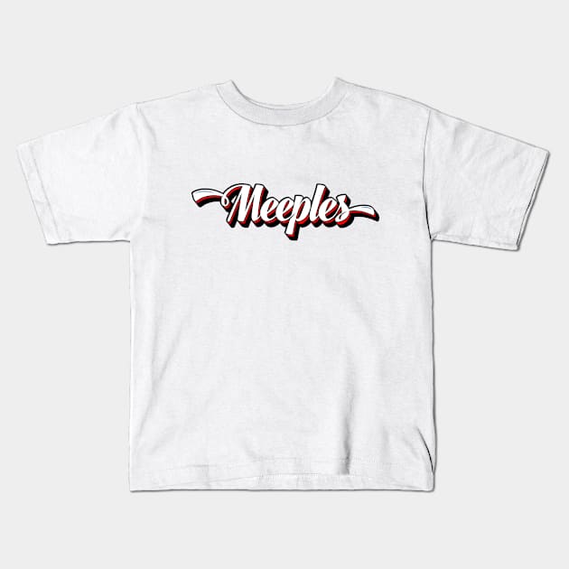 Meeples Typography Kids T-Shirt by RollForTheWin